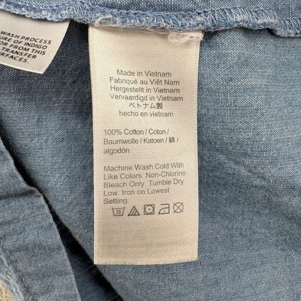 J. Crew Tie-Neck Chambray Ruched Top In Cranbury Blue Size Small - Picture 9 of 9